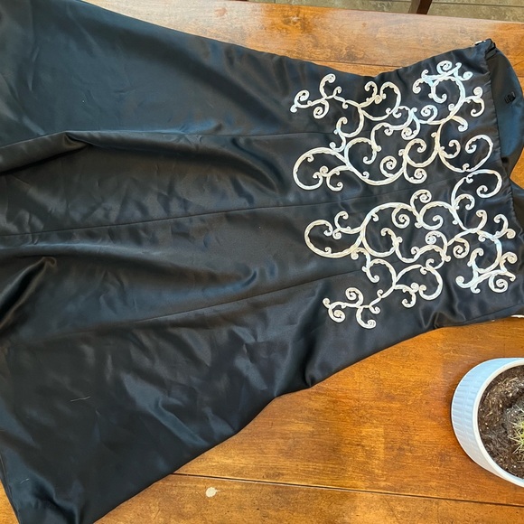 White House Black Market Strapless Black Dress with White Detailing - Picture 2 of 3